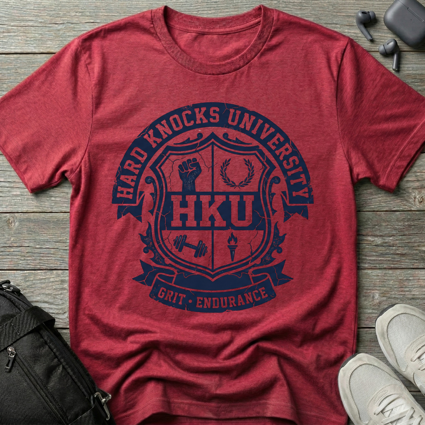 Hard Knocks University T-Shirt โ HKU Crest Graphic Tee