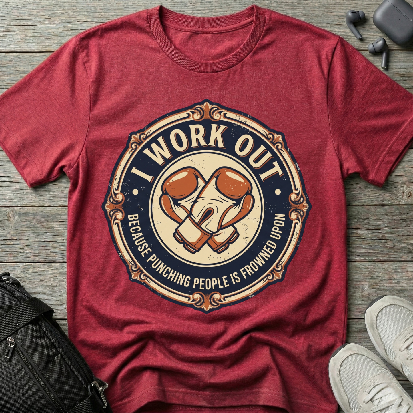 "I Work Out" Vintage Boxing Gloves T-Shirt