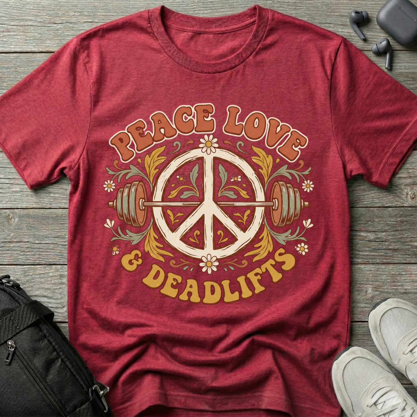 Peace Love & Deadlifts Retro T-Shirt