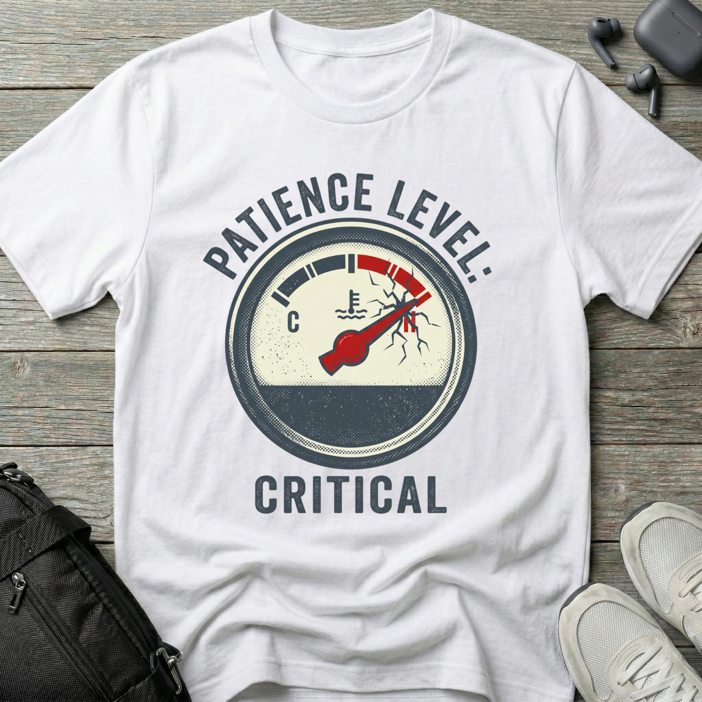 Patience Level: Critical T-Shirt — Funny Graphic Tee