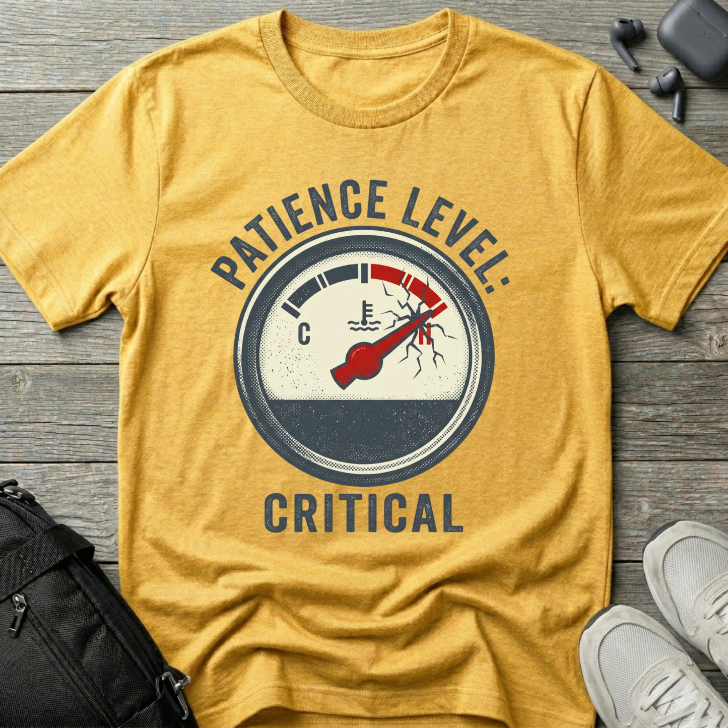 Patience Level: Critical T-Shirt — Funny Graphic Tee