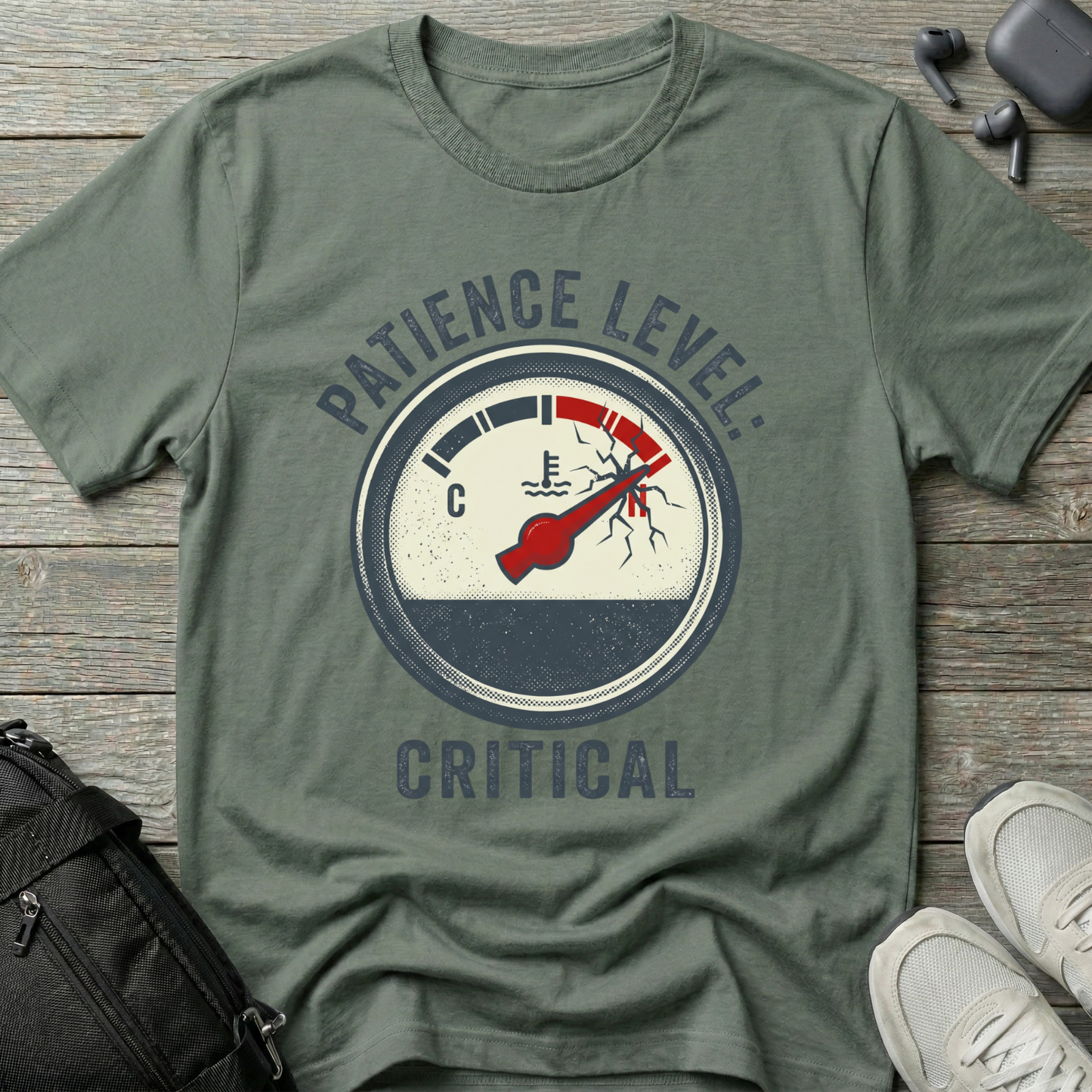 Patience Level: Critical T-Shirt — Funny Graphic Tee
