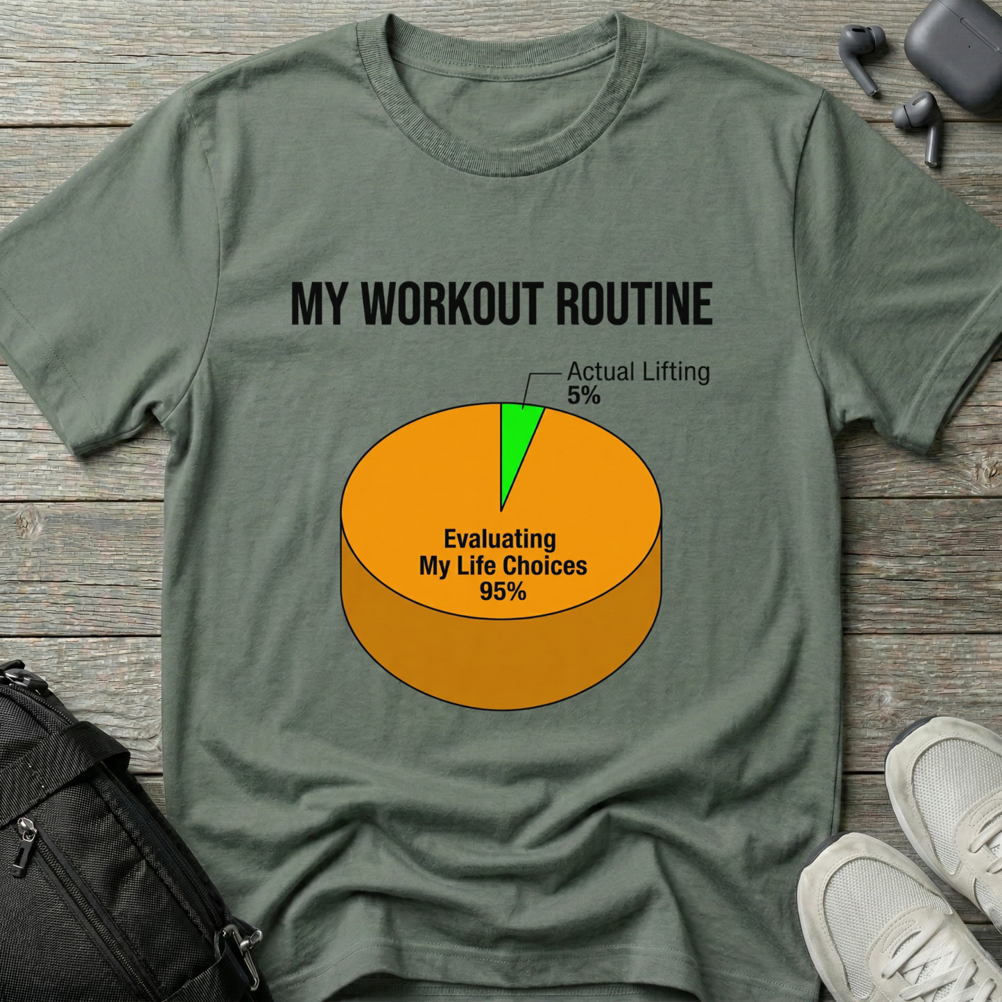 “My Workout Routine” Funny Pie Chart Fitness Tee