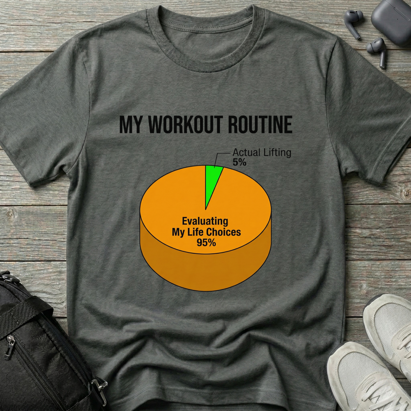 “My Workout Routine” Funny Pie Chart Fitness Tee
