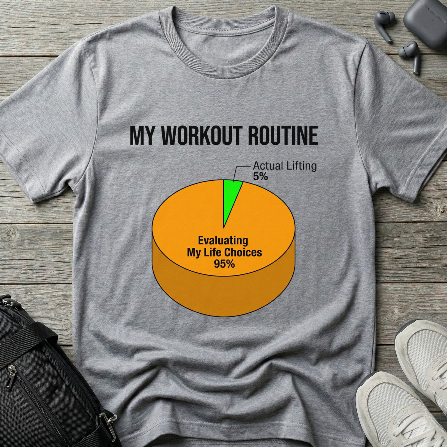 “My Workout Routine” Funny Pie Chart Fitness Tee