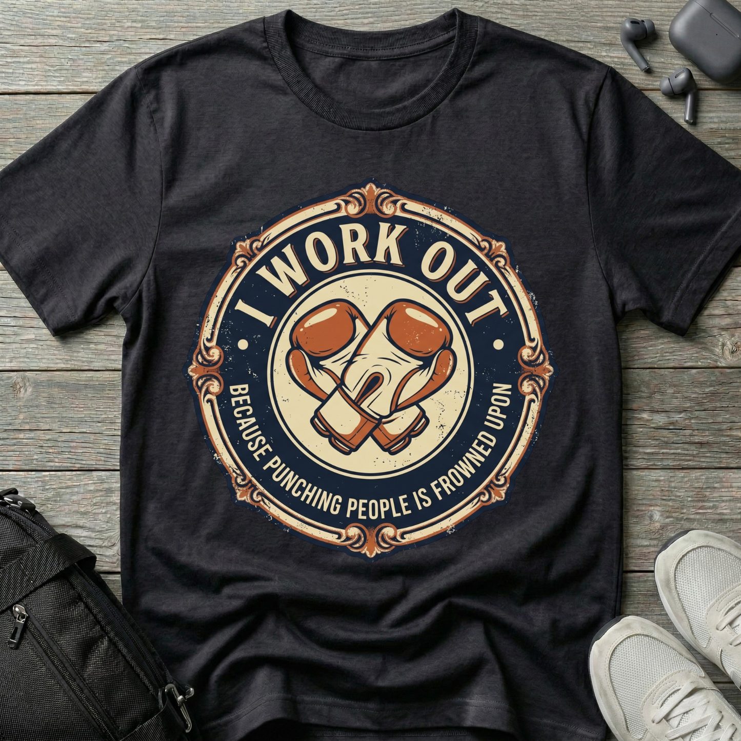 "I Work Out" Vintage Boxing Gloves T-Shirt