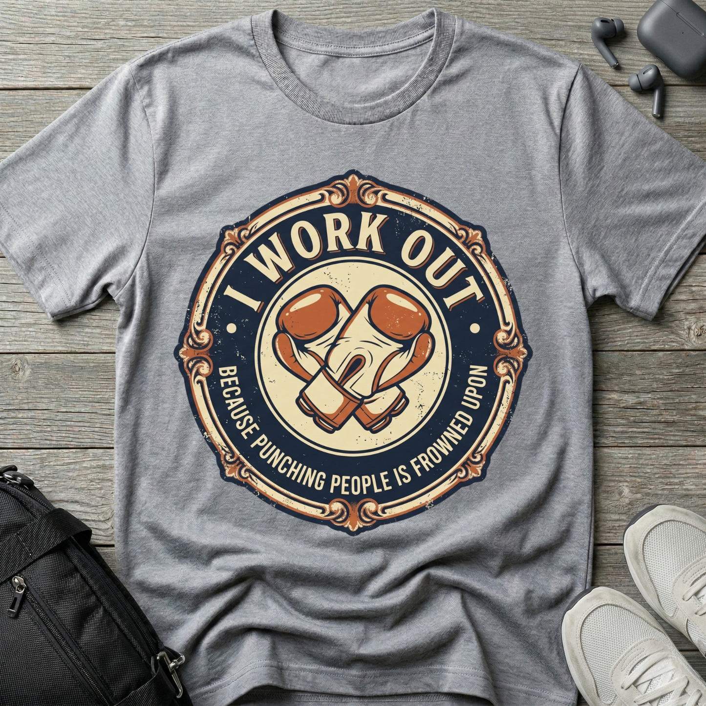 "I Work Out" Vintage Boxing Gloves T-Shirt