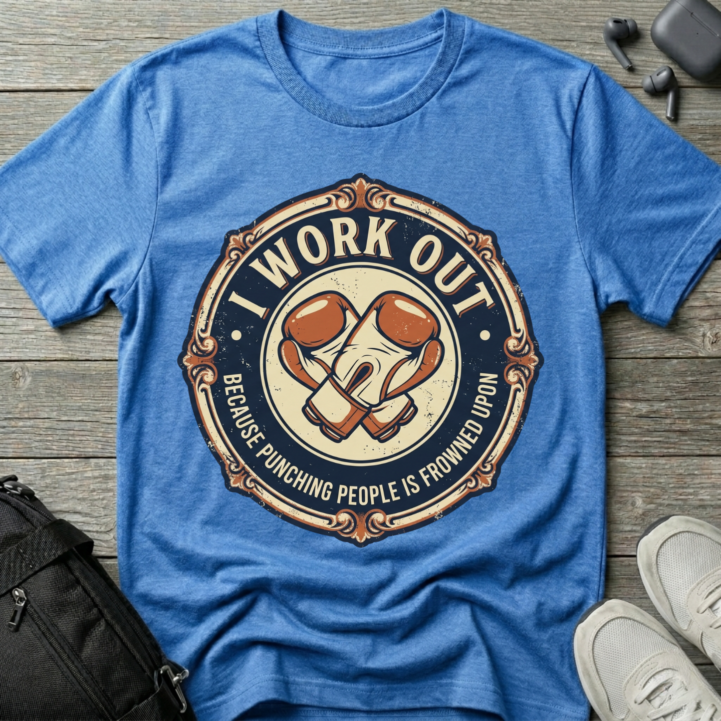 "I Work Out" Vintage Boxing Gloves T-Shirt