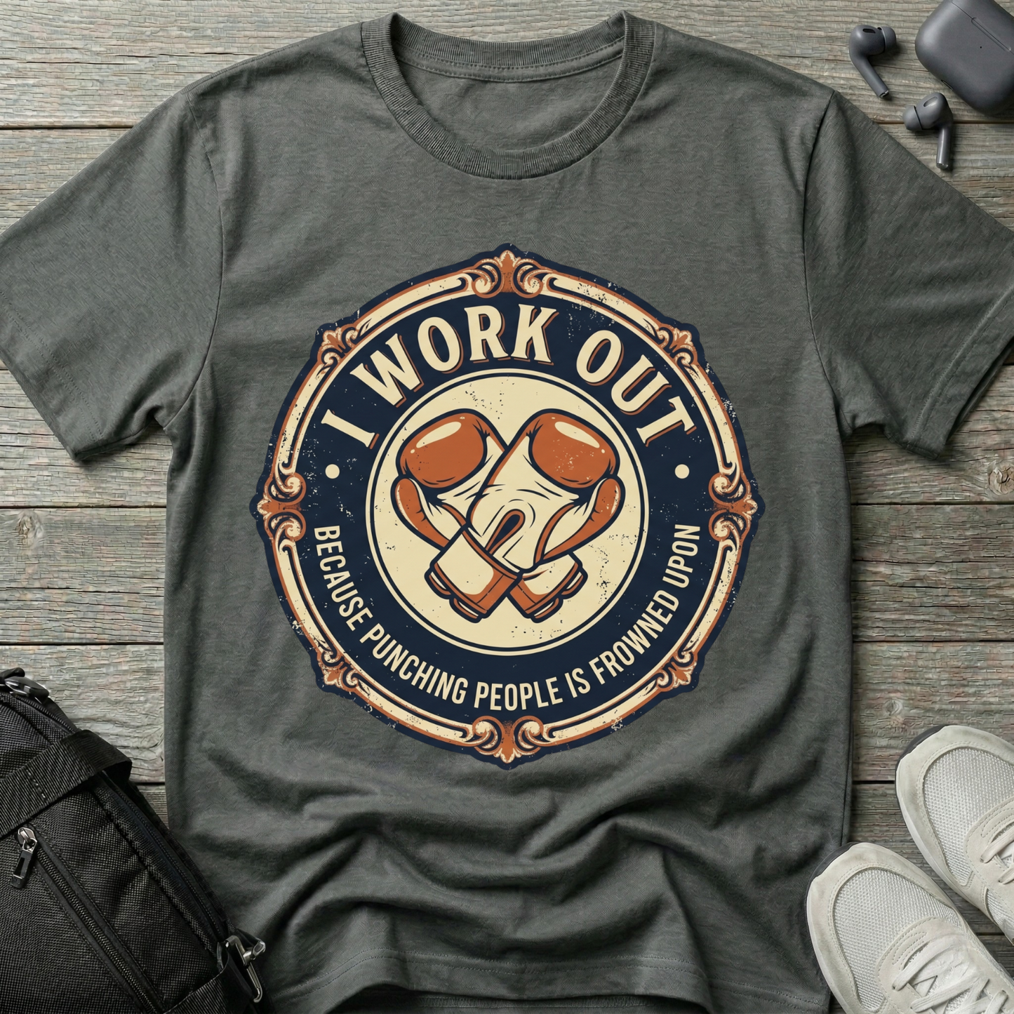 "I Work Out" Vintage Boxing Gloves T-Shirt