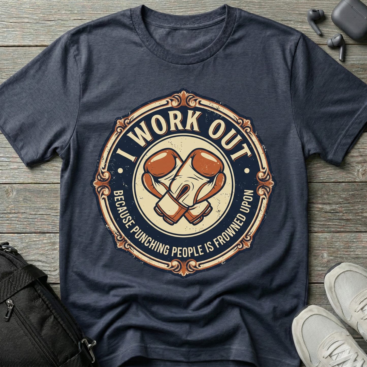 "I Work Out" Vintage Boxing Gloves T-Shirt