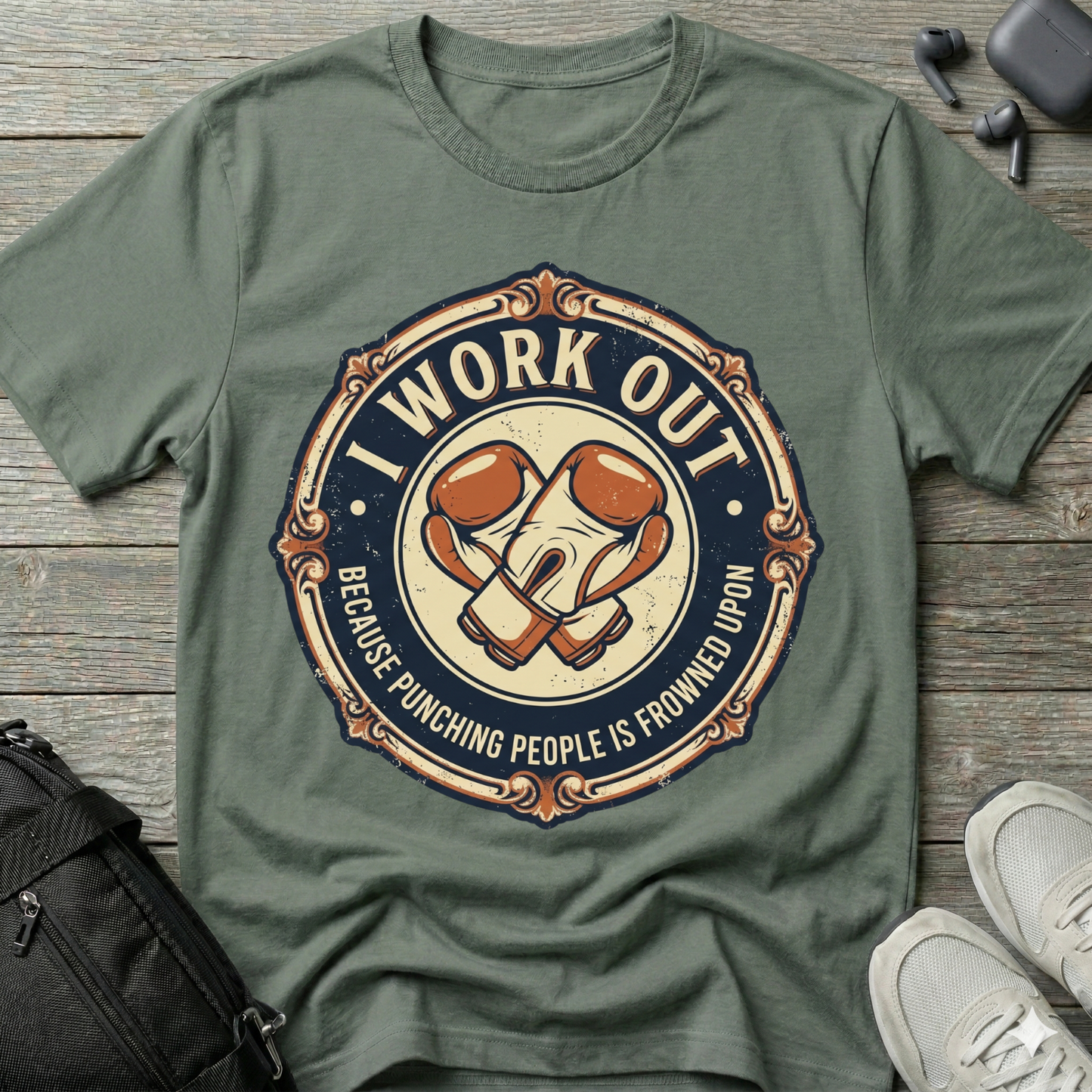 "I Work Out" Vintage Boxing Gloves T-Shirt