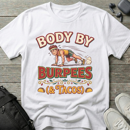 "Body By Burpees (& Tacos)" Funny Fitness T-Shirt