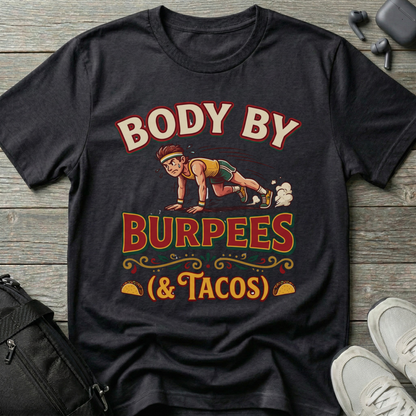 "Body By Burpees (& Tacos)" Funny Fitness T-Shirt