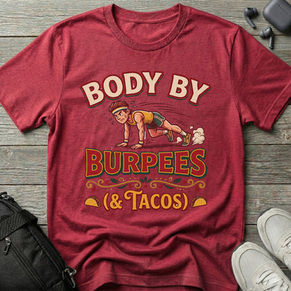 "Body By Burpees (& Tacos)" Funny Fitness T-Shirt
