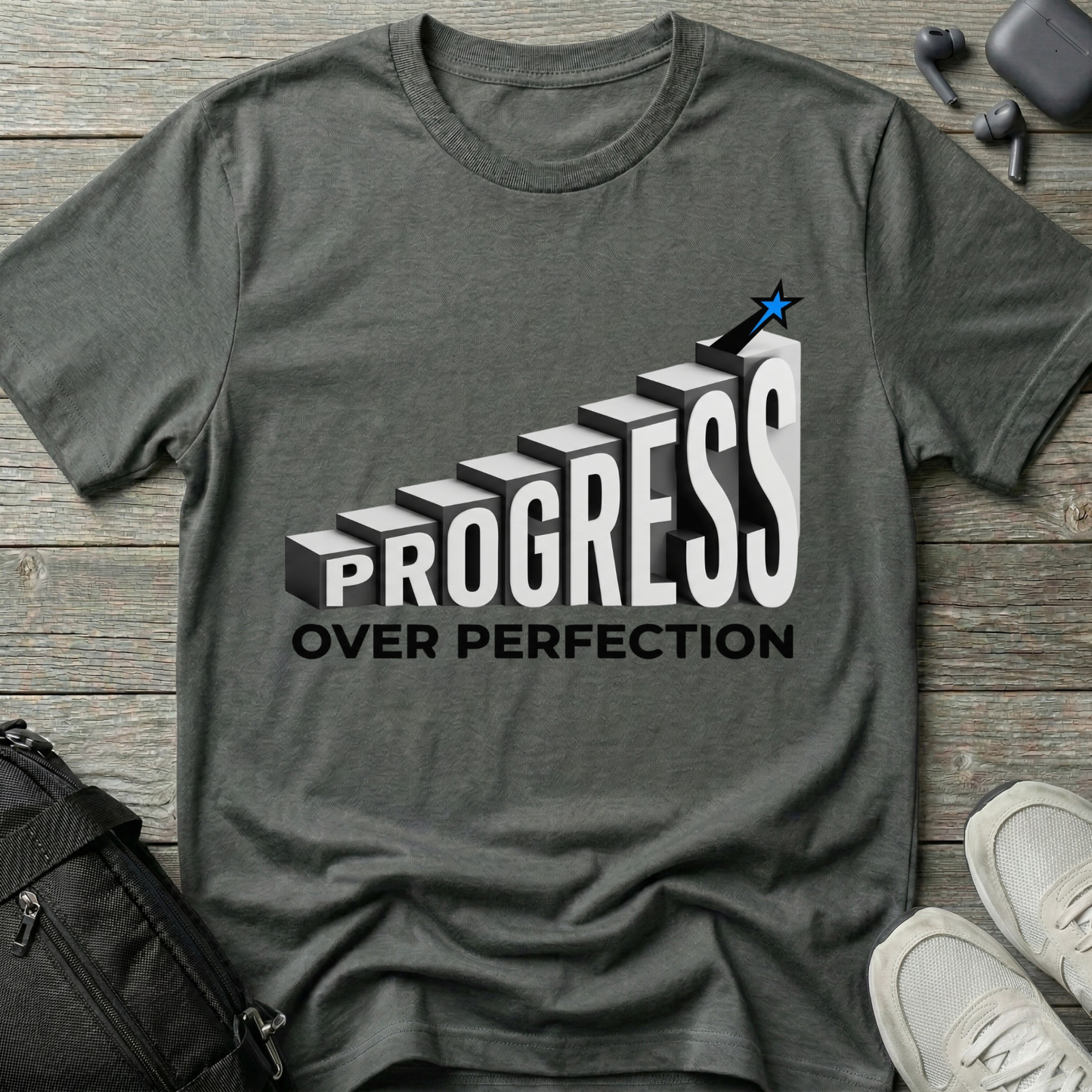 "Progress Over Perfection" Motivational T-Shirt