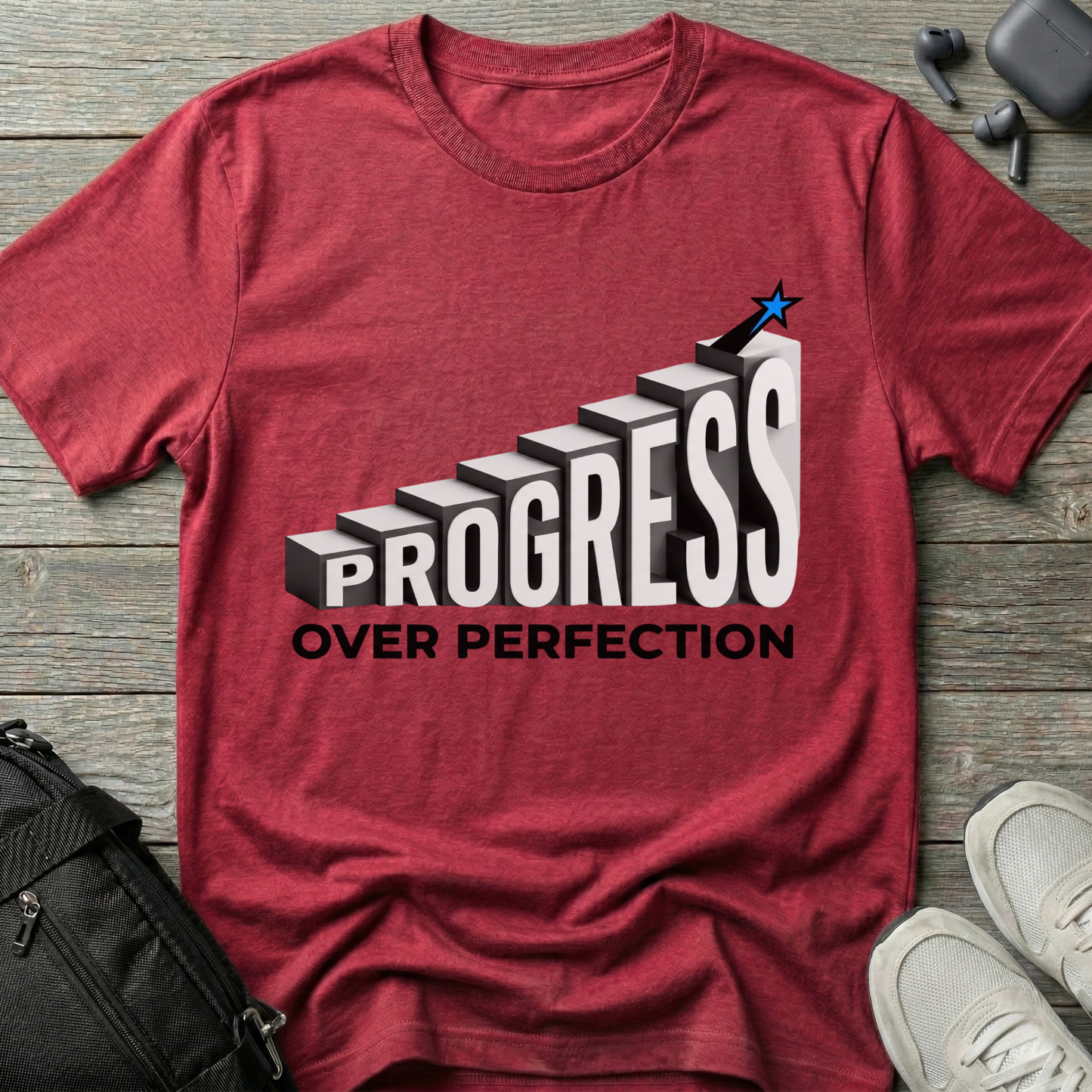 "Progress Over Perfection" Motivational T-Shirt
