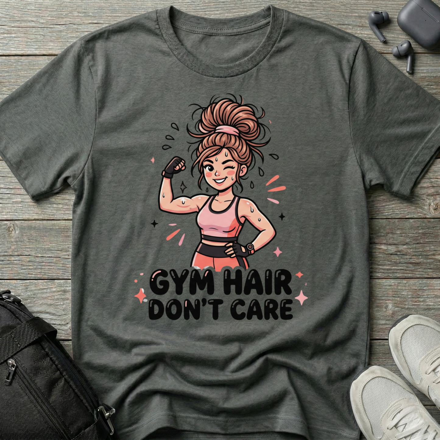 "Gym Hair Don't Care"  Fitness T-Shirt
