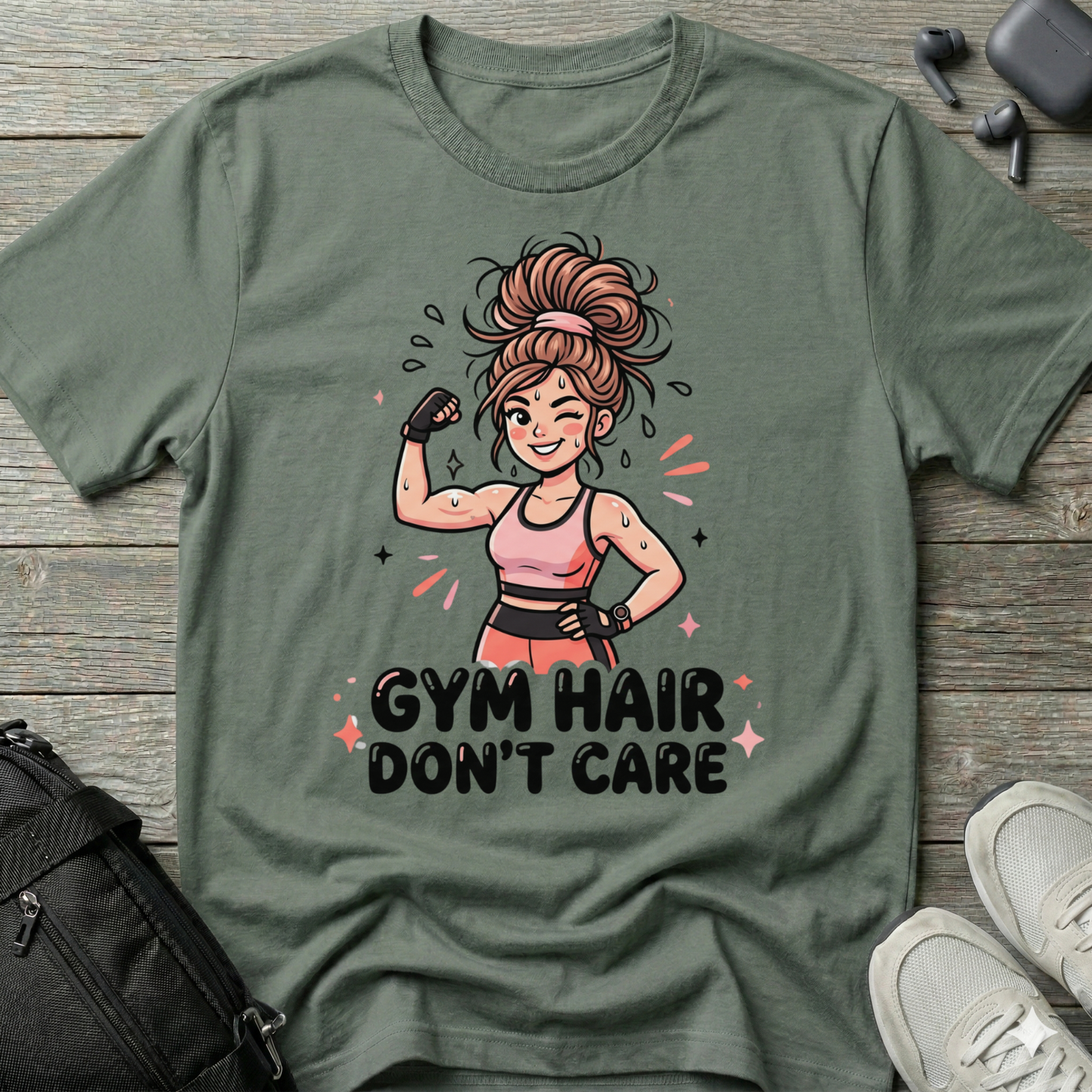 "Gym Hair Don't Care"  Fitness T-Shirt