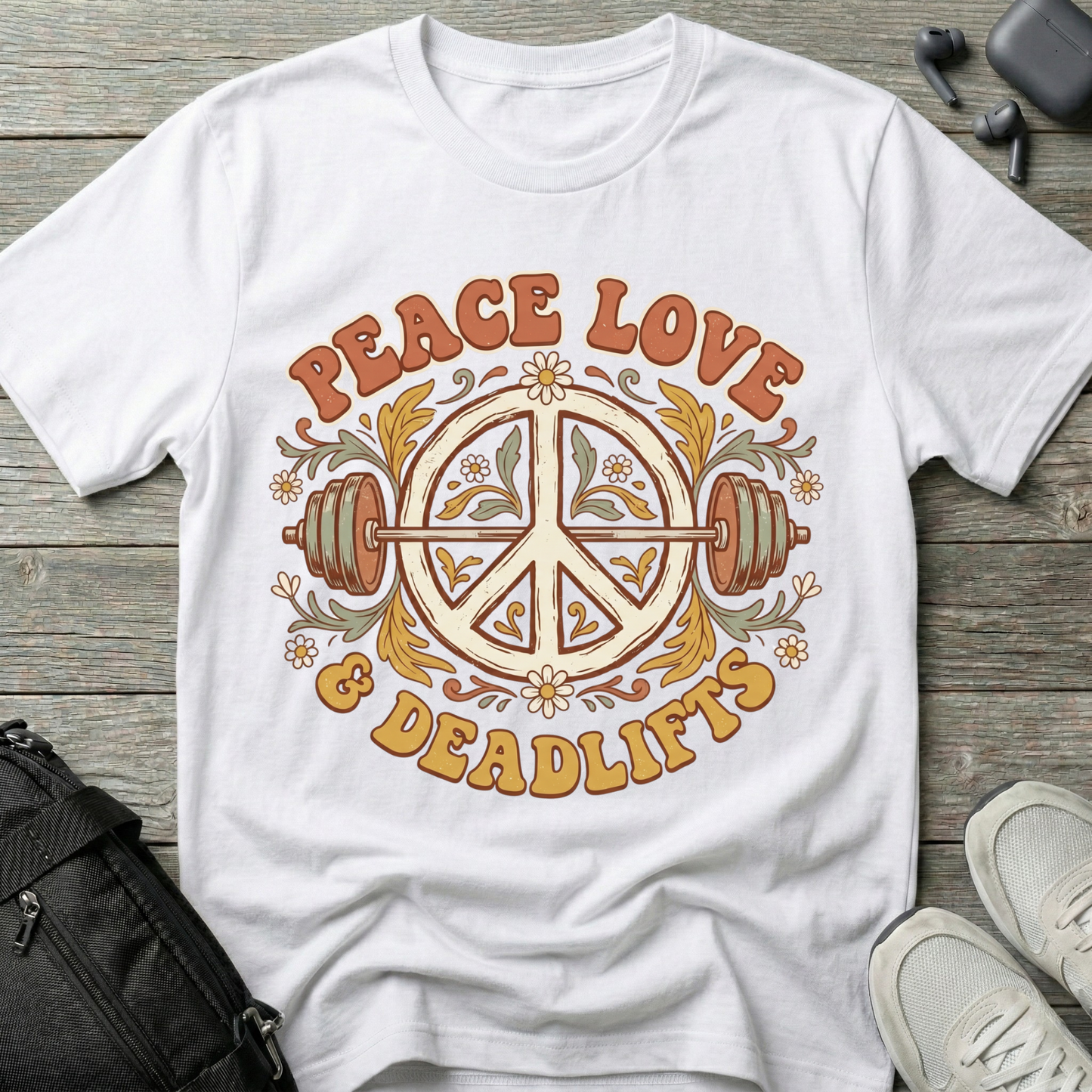 Peace Love & Deadlifts  Retro T-Shirt