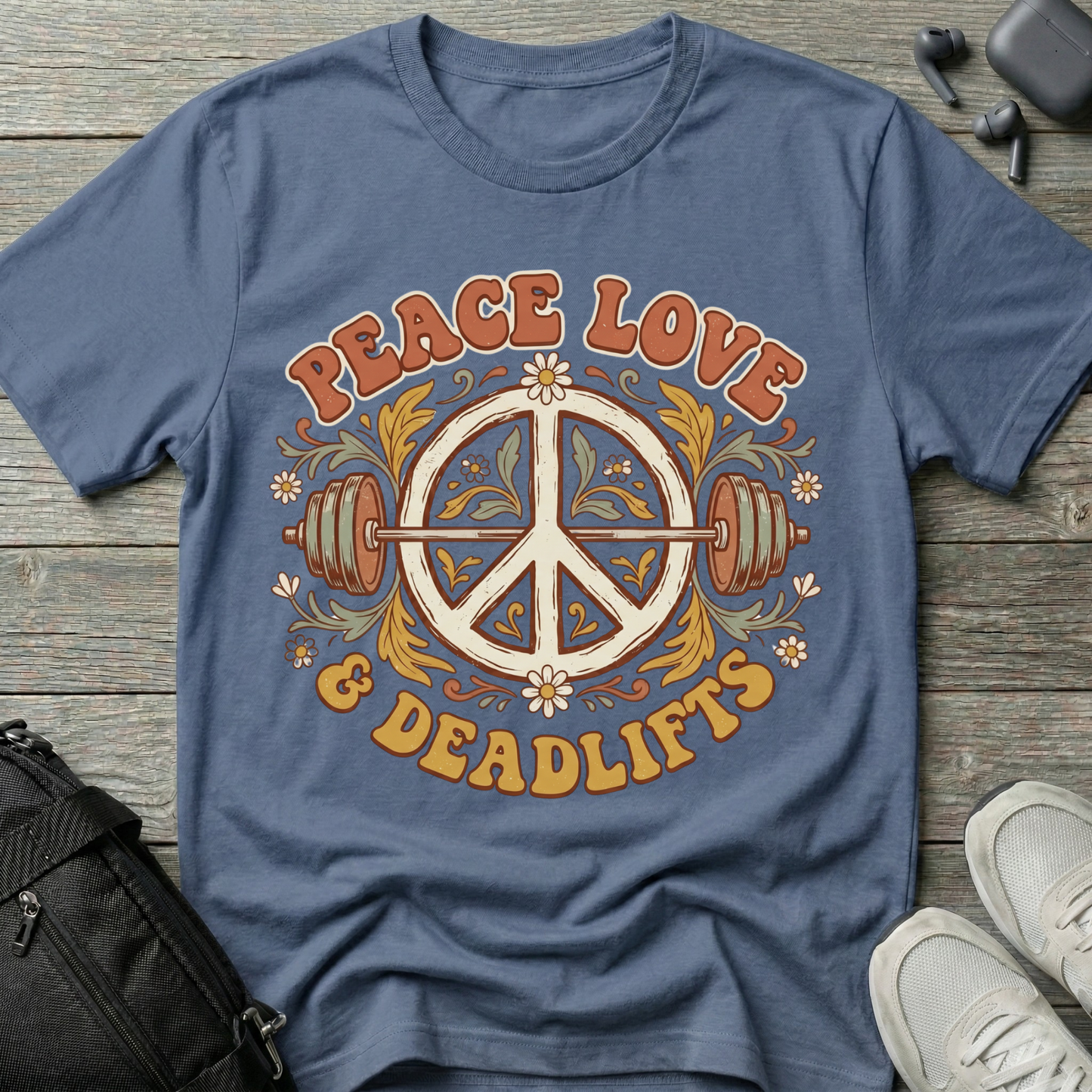 Peace Love & Deadlifts  Retro T-Shirt