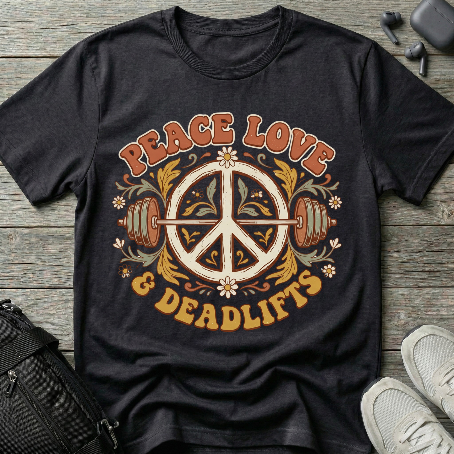 Peace Love & Deadlifts  Retro T-Shirt