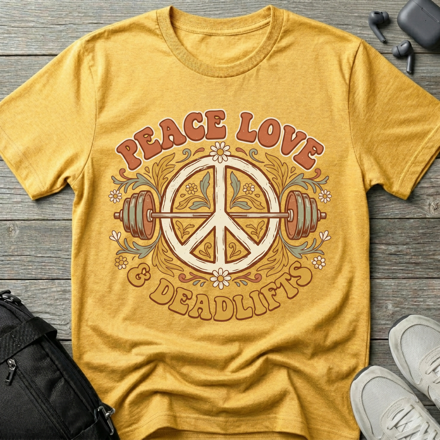 Peace Love & Deadlifts  Retro T-Shirt