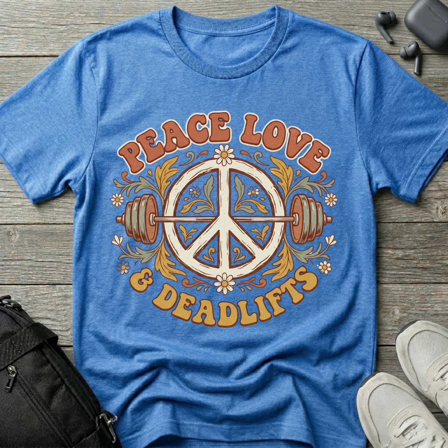 Peace Love & Deadlifts  Retro T-Shirt