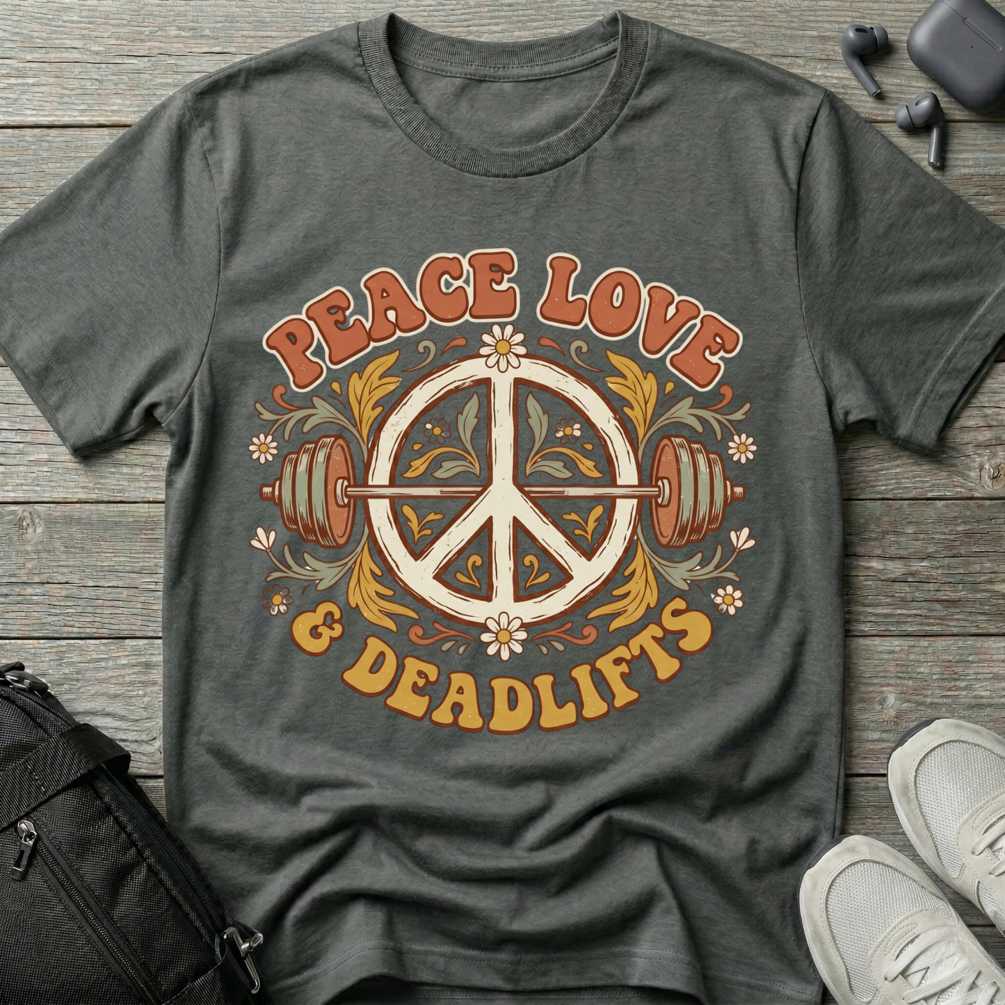 Peace Love & Deadlifts  Retro T-Shirt