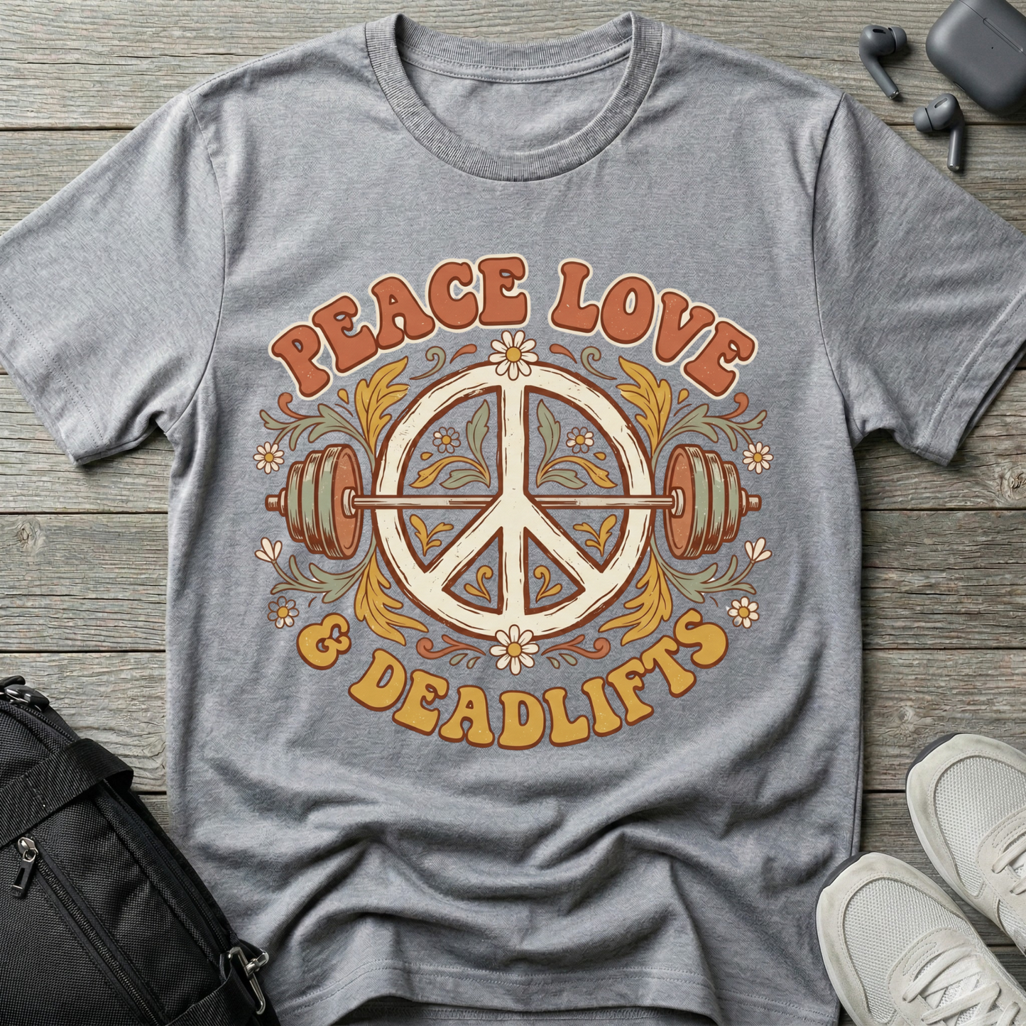 Peace Love & Deadlifts  Retro T-Shirt