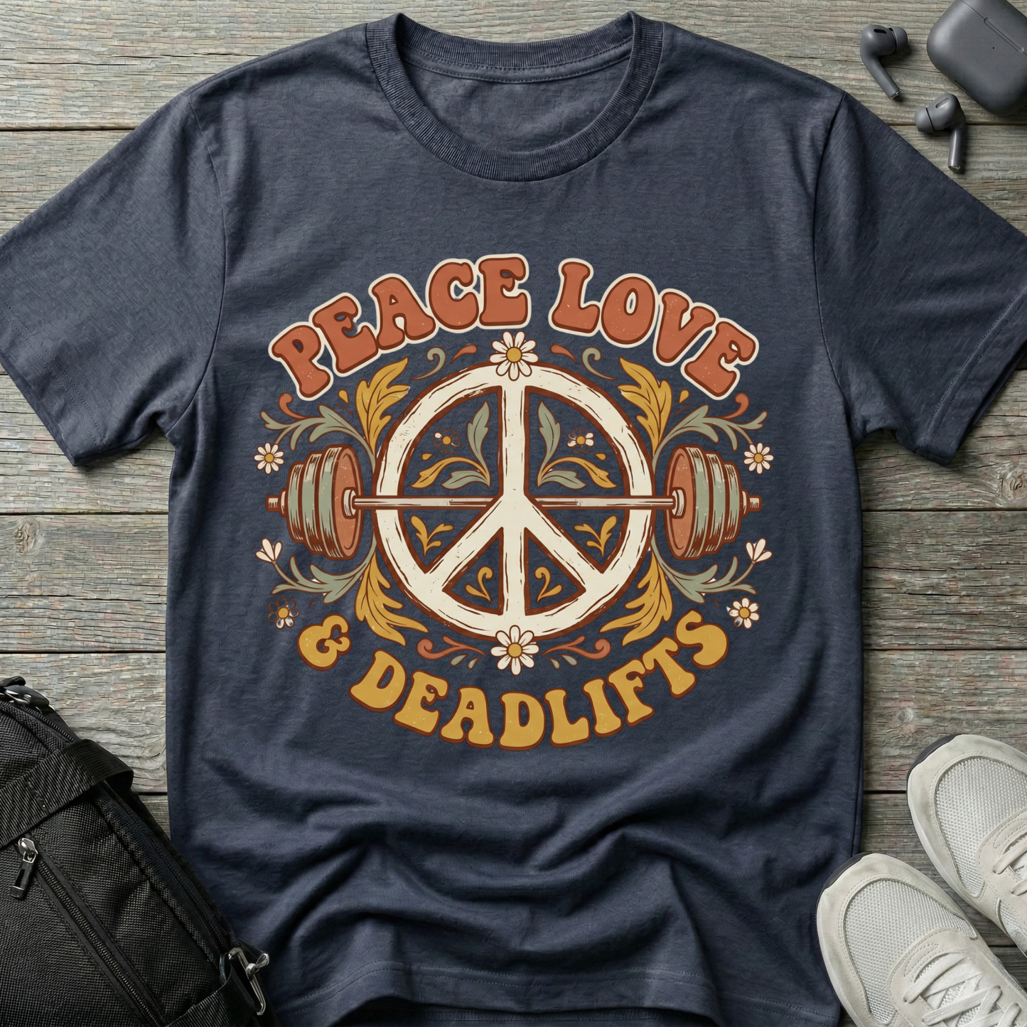 Peace Love & Deadlifts  Retro T-Shirt