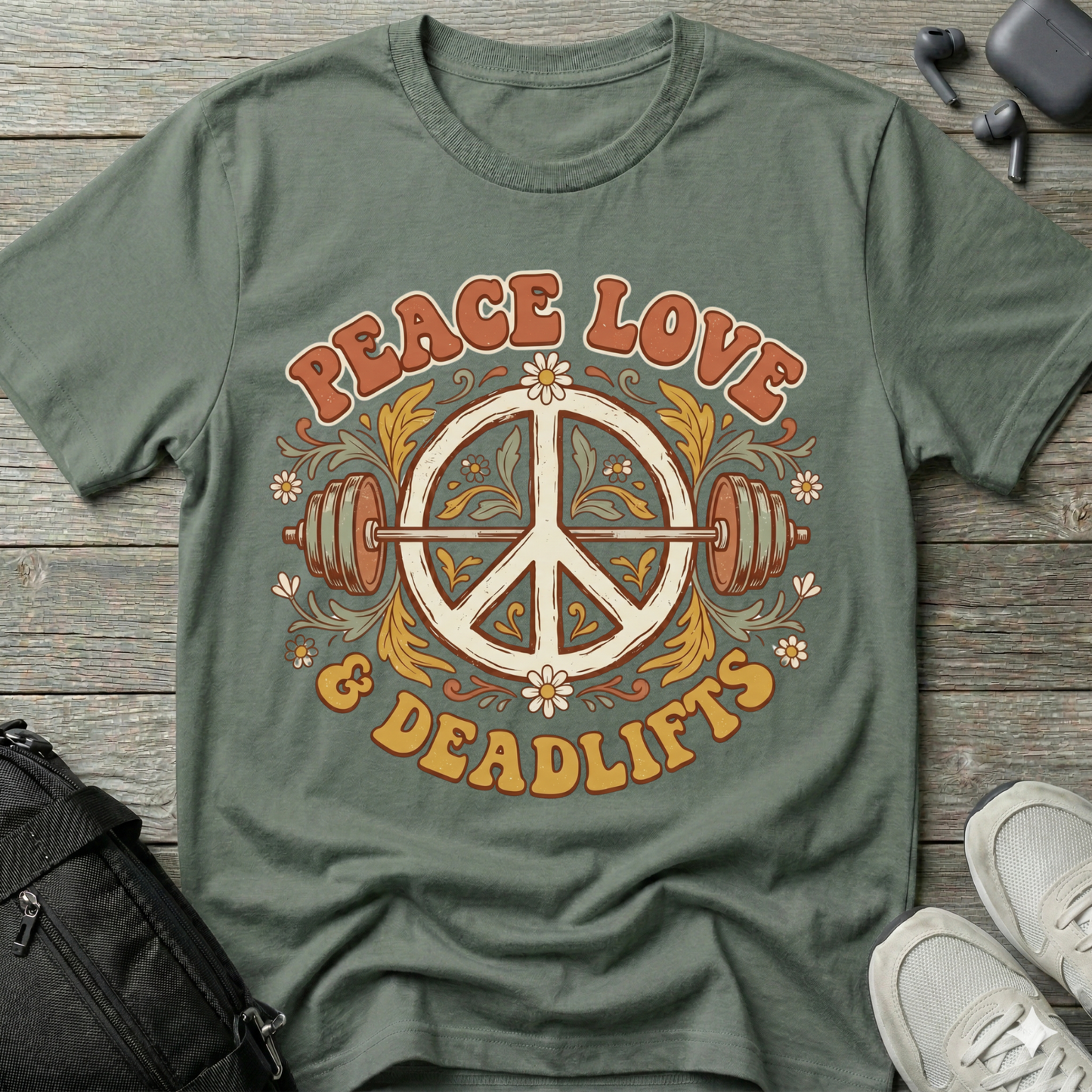 Peace Love & Deadlifts  Retro T-Shirt