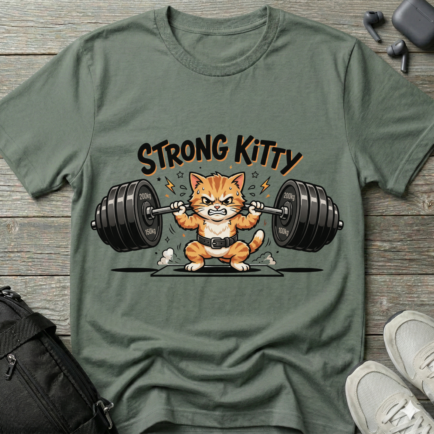 Strong Kitty Weightlifting  T-Shirt