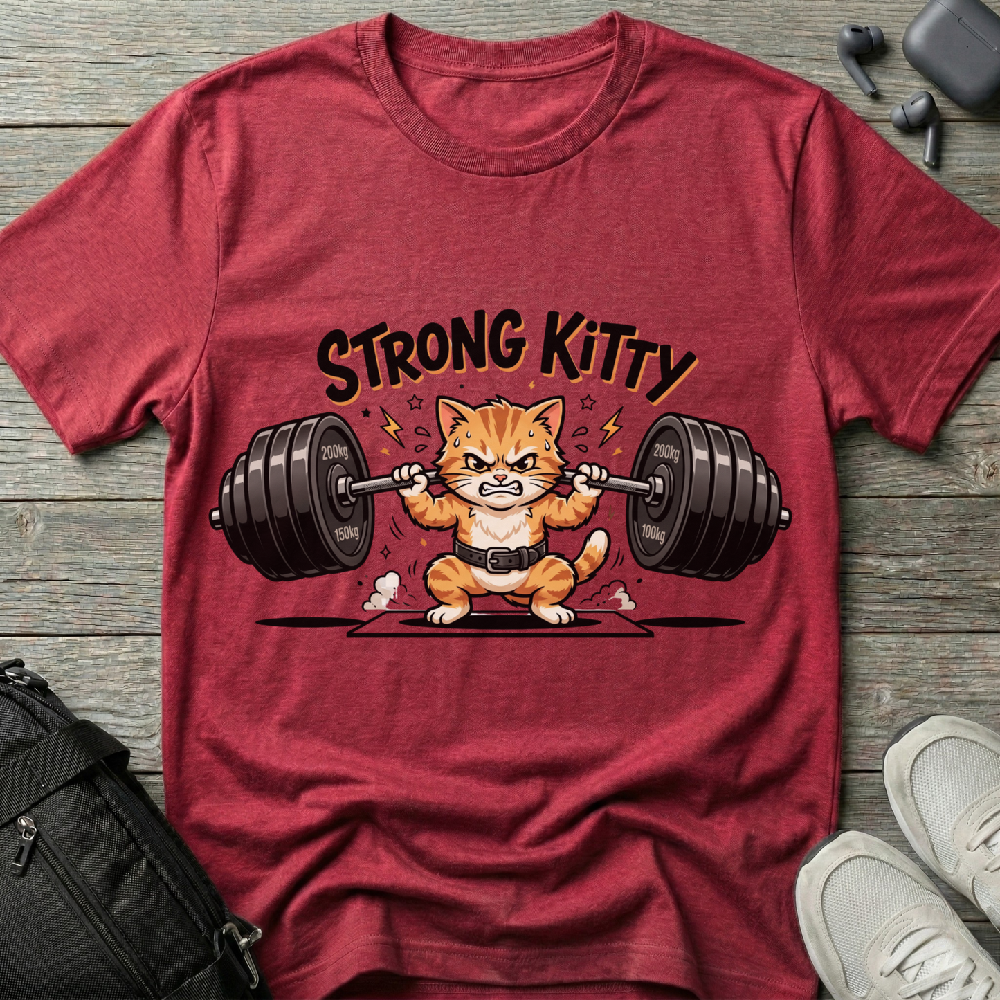 Strong Kitty Weightlifting  T-Shirt