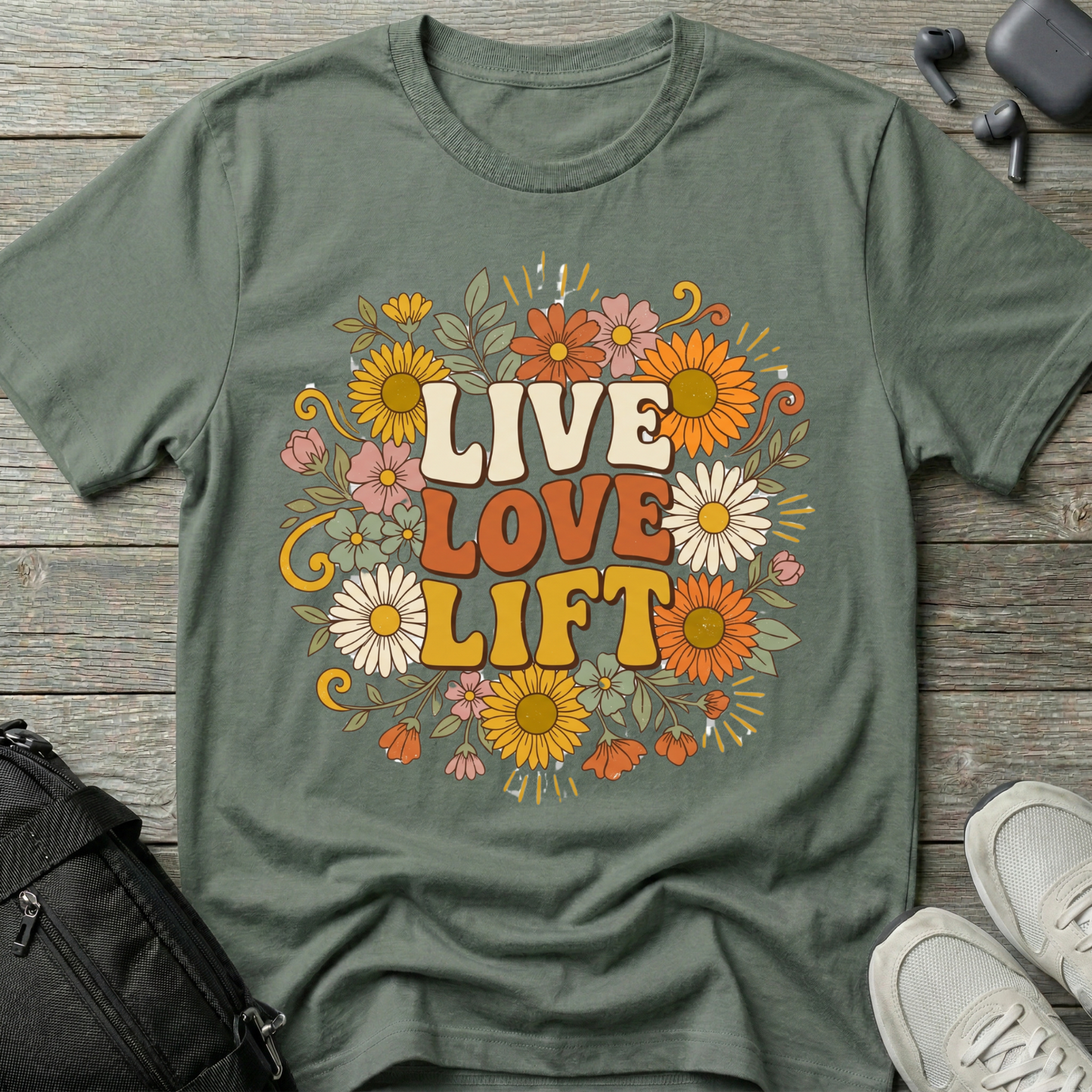 Live Love Lift Floral T‑Shirt