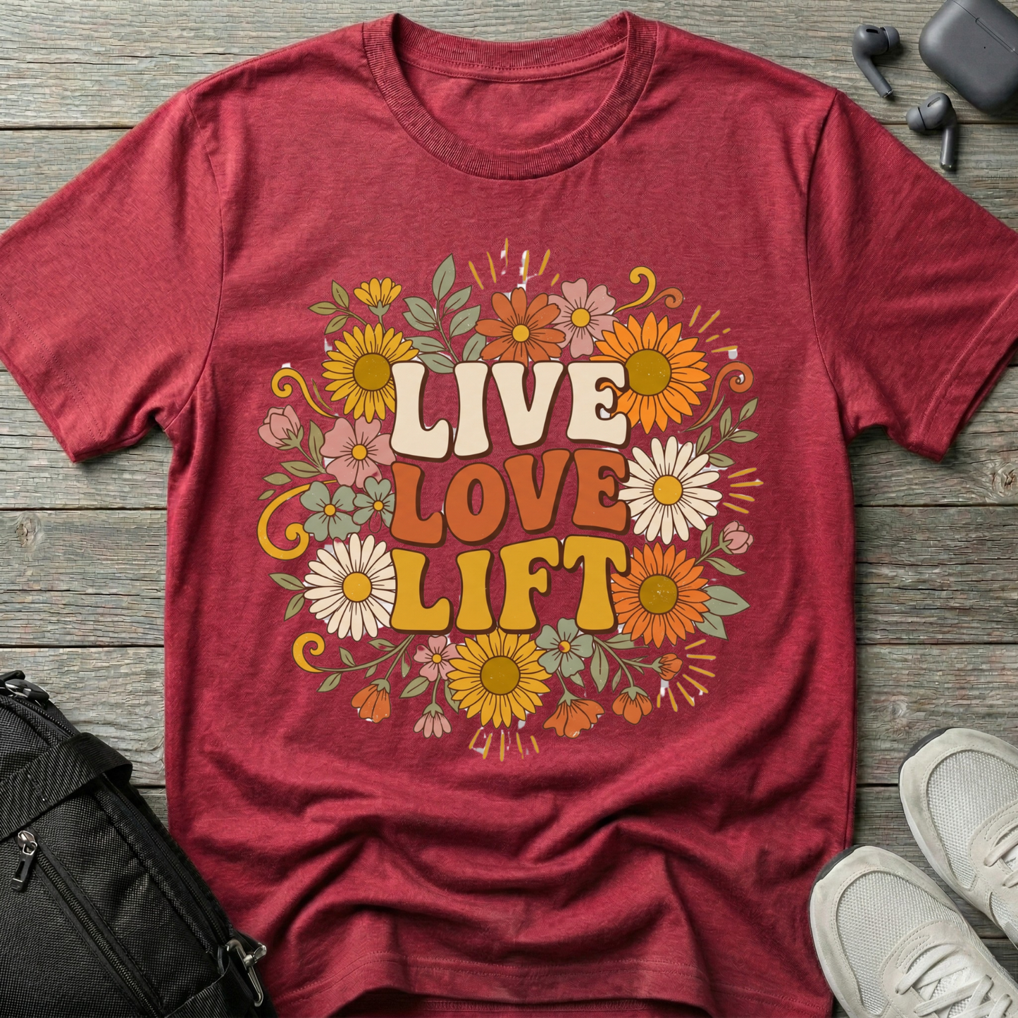 Live Love Lift Floral T‑Shirt