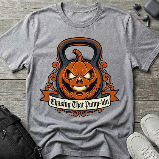 "Chasing That Pump-kin"  Kettlebell T-Shirt